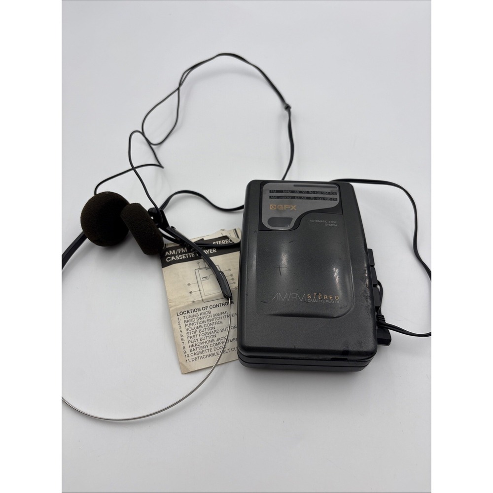 GPX Personal Stereo Cassette Player AM FM Radio Black C3072E Vintage Portable